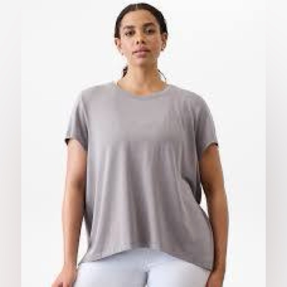 Athleta With Ease Tee, Flagstone Grey Heather, Small